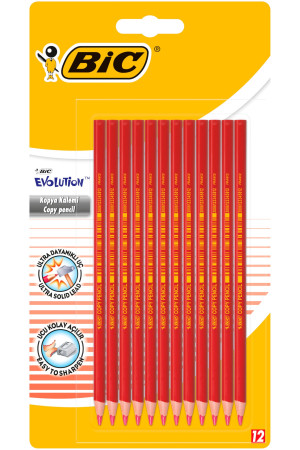 BIC Evolution Kırmızı Kopya Kalemi 12'li Blister,Kıymık Oluşturmaz, Çiğnemeye Karşı Dayanıklı, Kolay Açılır BIC Evolution Kırmızı Kopya Kalemi 12'li Blister,Kıymık Oluşturmaz, Çiğnemeye Karşı Dayanıklı, Kolay Açılır