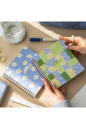 15x16 Spiralli Karton Kapak 2'li Noktalı Not Defter Seti - Patchwork