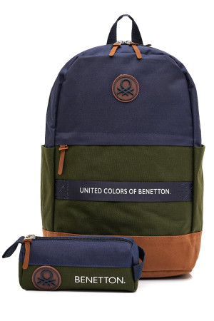 United Colors of Benetton Okul Çanta Seti 1307273,Lacivert-Yeşil Tek Ebat