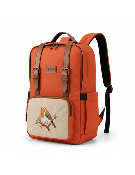 Nakışlı Sırt Çantası, 15L, Laptop Bölmeli, Suni Deri Detaylı, Kuş Desenli, Unisex Nakışlı Sırt Çantası, 15L, Laptop Bölmeli, Suni Deri Detaylı, Kuş Desenli, Unisex