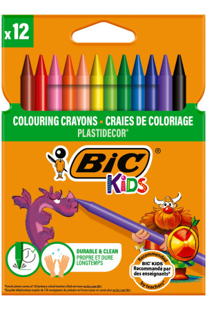 BIC Plastidecor Elleri Kirletmeyen Pastel Boya, 12'li Kutu, Elleri Boyamaz, 30 Aydan Büyük Çocuklar İçin İdeal BIC Plastidecor Elleri Kirletmeyen Pastel Boya, 12'li Kutu, Elleri Boyamaz, 30 Aydan Büyük Çocuklar İçin İdeal