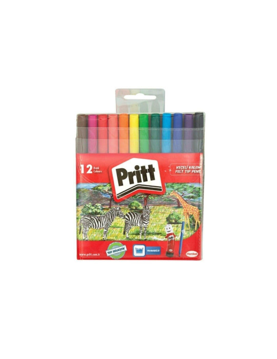 Pritt Keçeli Kalemler, çocuk dostu zararsız boya, su bazlı renkli kalem, silinebilir boya kalemi, dayanıklı kırtasiye malzemesi, 12 Renkli Paket Pritt Keçeli Kalemler, çocuk dostu zararsız boya, su bazlı renkli kalem, silinebilir boya kalemi, dayanıklı kırtasiye malzemesi, 12 Renkli Paket