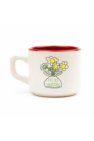 İyi Ki Varsın Papatya Buketi Beyaz Venüs Kupa - Hediyelik Kupa Fincan Mug