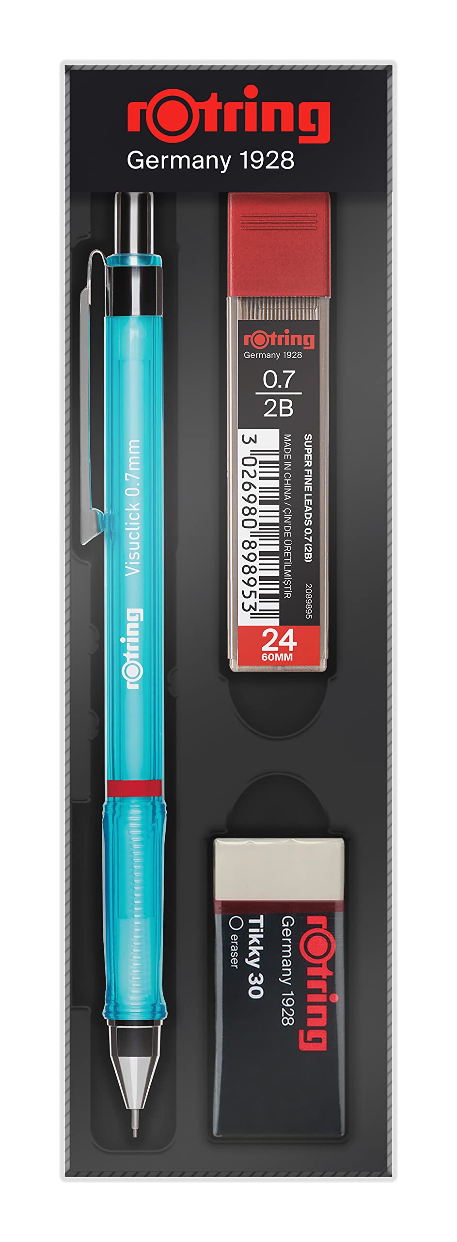 Rotring Visuclick Versatil Kalem 3’lü Okul Seti, Uçlu Kalem 0.7 mm, 0.7 Uç 2B, Silgi Hediye - Mavi