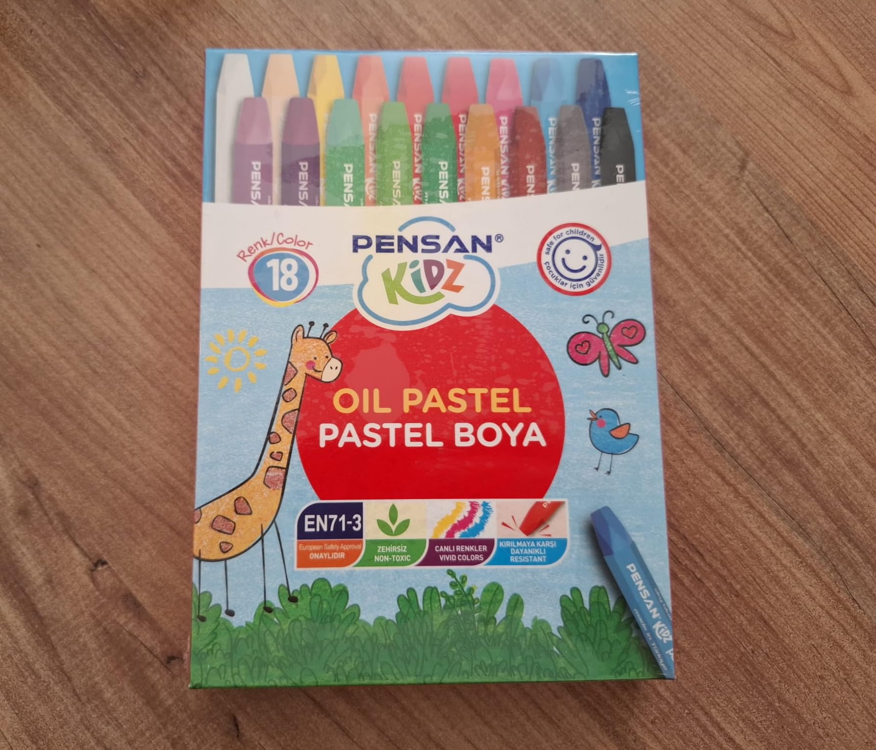 Pastel Boya, 18 Renk Karton Kutuda – Canlı Renkli Kırtasiye ve Okul Boya Seti