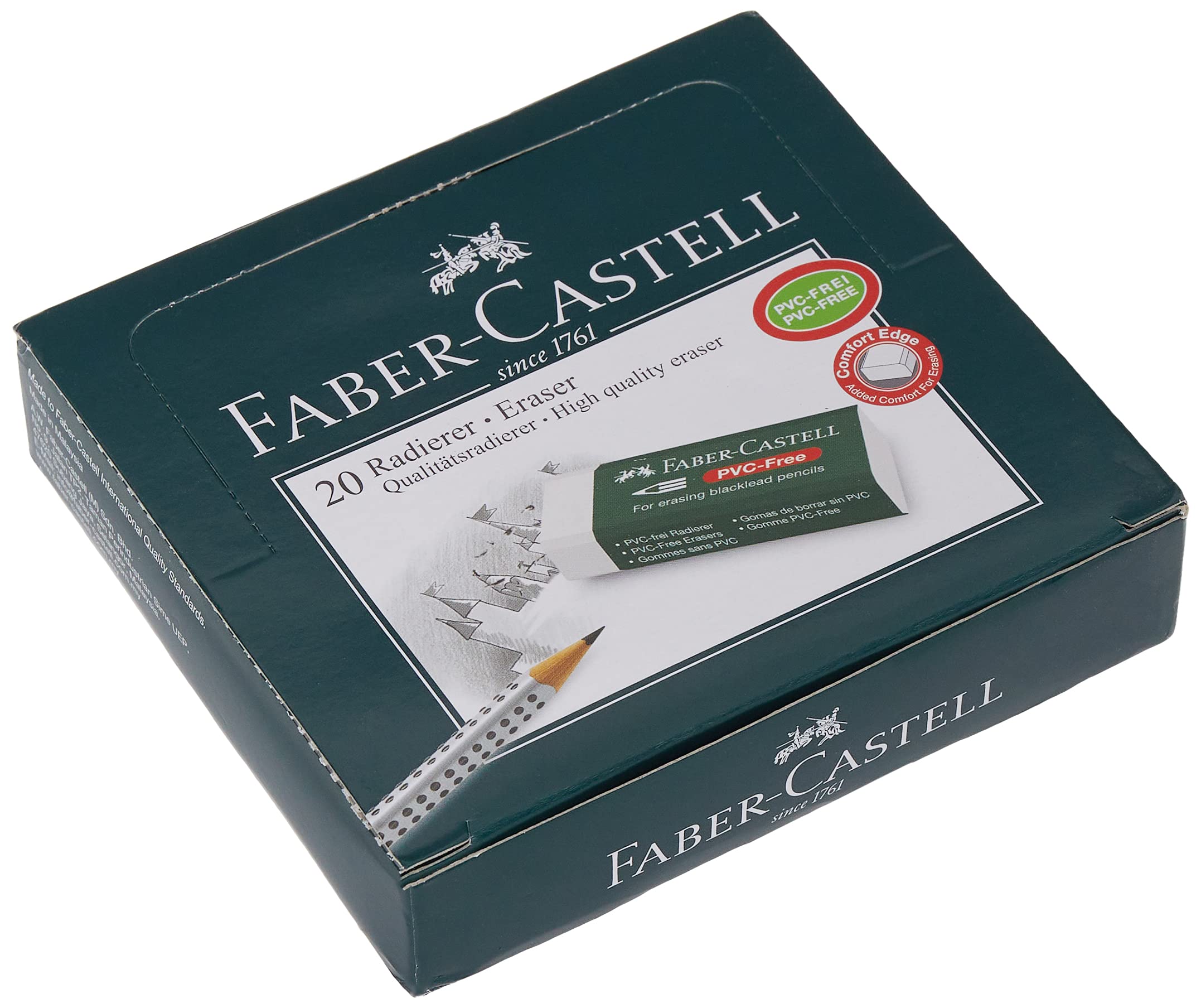 Faber-Castell Beyaz Silgi, 20’li, Kurşun Kalem İzlerini Kolayca Silen, Doğa Dostu, Rahat ve Kullanışlı Tasarım