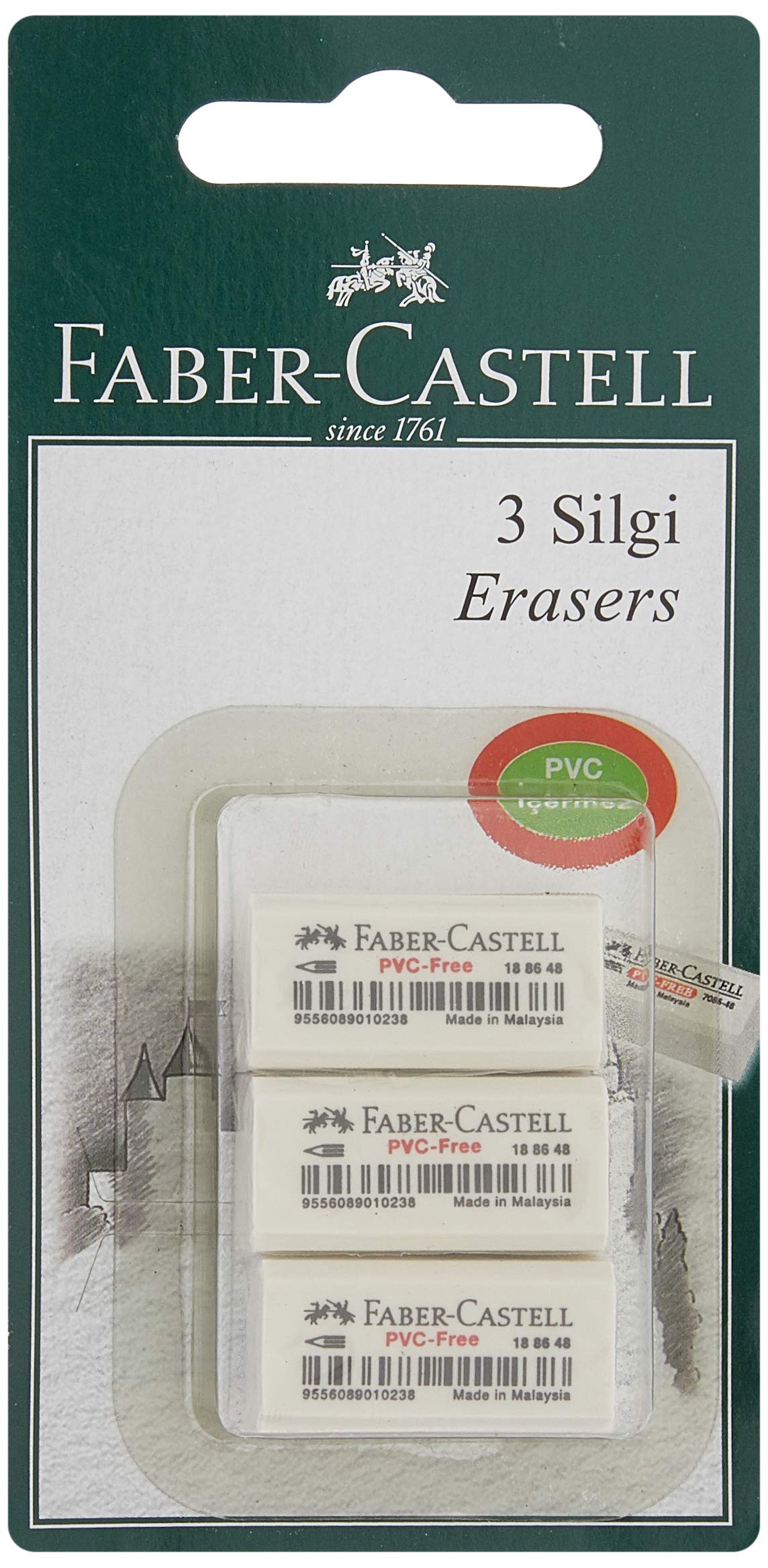 Faber-Castell 3 Plastik Silgi 7086/48 (Beyaz)