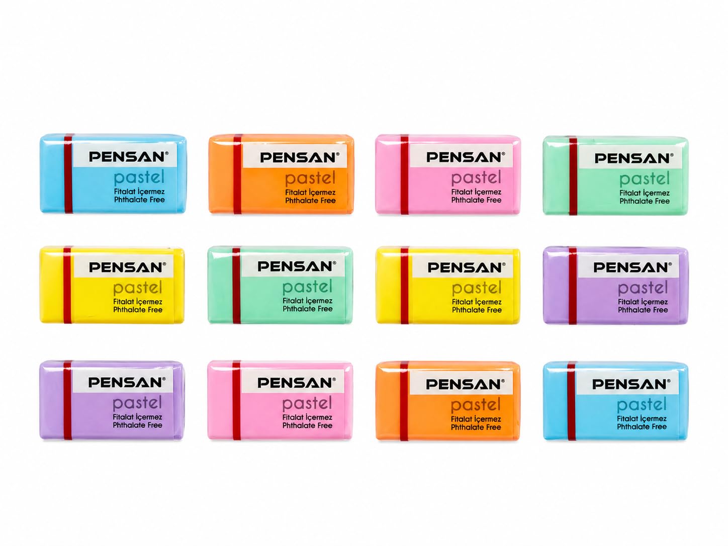 PENSAN PASTEL RENKLİ SİLGİ 12 ADET