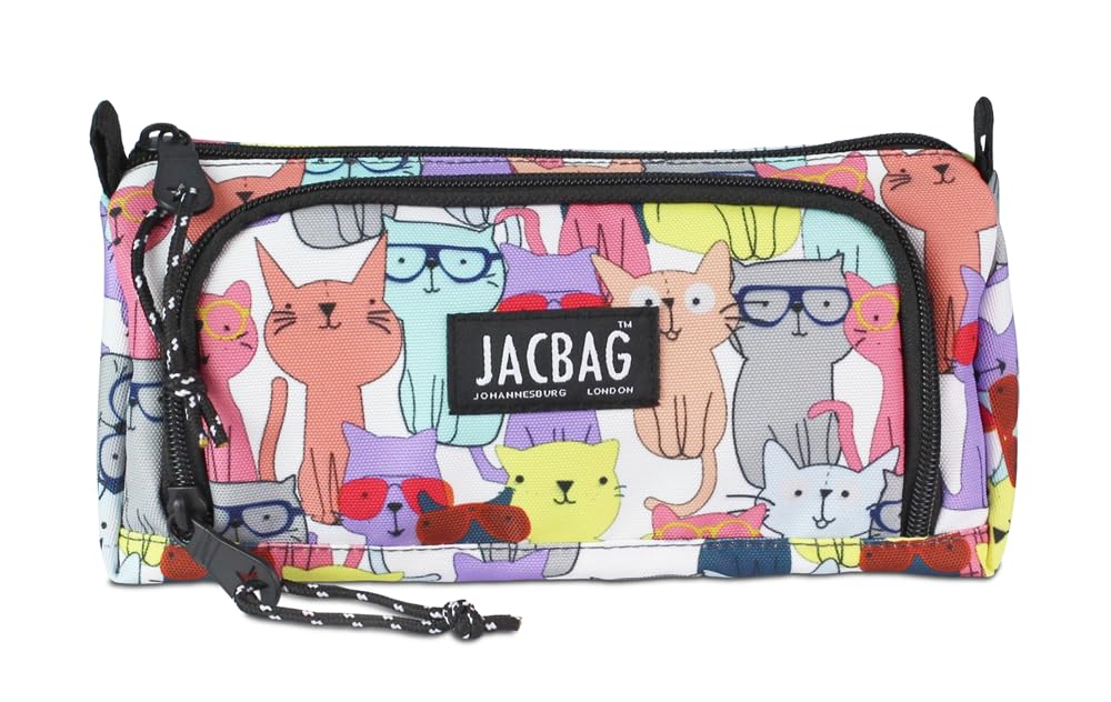 JACBAG PRIME XL-LASTİK AYRAÇLI İKİ BÖLMELİ KALEM KUTUSU (Sarı Kedi)